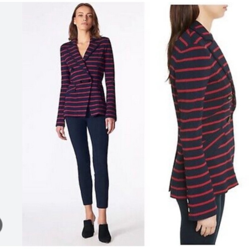 Veronica Beard Navy Blazer with Red Stripes - Picture 2 of 6